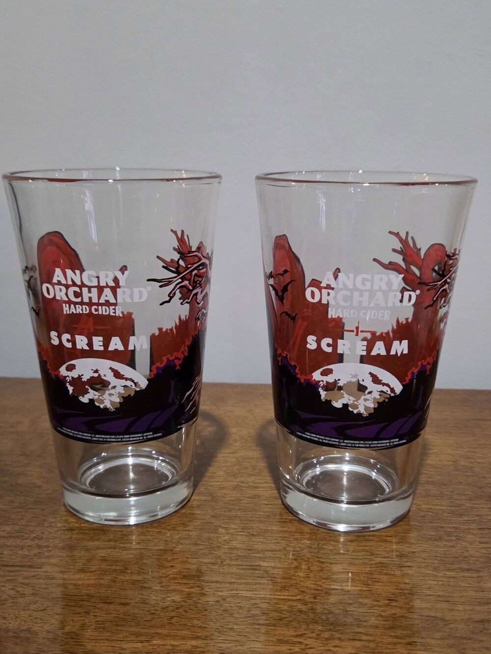 New Scream Angry Orchard Hard Cider Pint Glasses. Set Of 2